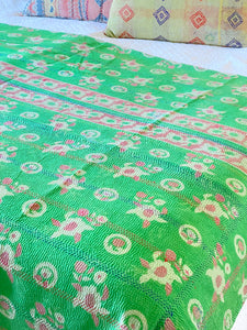 Vintage Sari Kantha Quilt