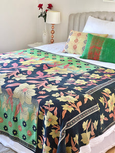 Vintage Sari Kantha Quilt