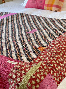 Vintage Sari Kantha Quilt