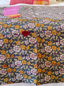 Vintage Sari Kantha Quilt