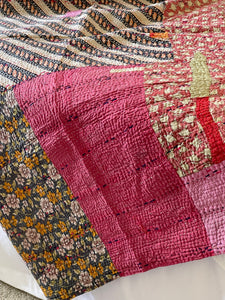 Vintage Sari Kantha Quilt