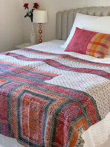 Vintage Sari Kantha Quilt