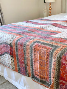 Vintage Sari Kantha Quilt