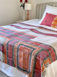 Vintage Sari Kantha Quilt