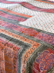 Vintage Sari Kantha Quilt