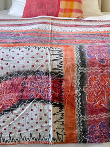 Vintage Sari Kantha Quilt