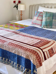 Vintage Sari Kantha Quilt