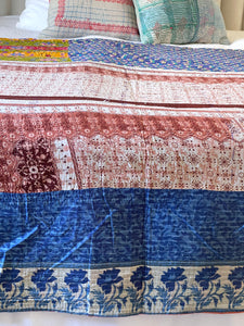 Vintage Sari Kantha Quilt