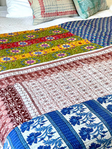 Vintage Sari Kantha Quilt