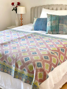 Vintage Sari Kantha Quilt