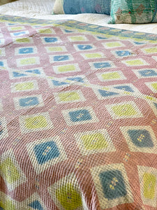 Vintage Sari Kantha Quilt