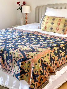 Vintage Sari Kantha Quilt