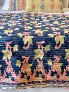 Vintage Sari Kantha Quilt