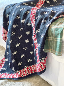 Vintage Sari Kantha Quilt