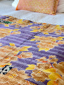 Vintage Sari Kantha Quilt