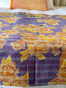 Vintage Sari Kantha Quilt