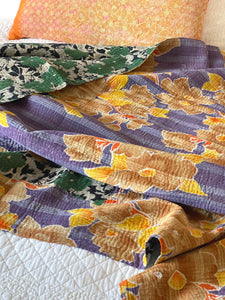 Vintage Sari Kantha Quilt