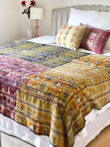 Vintage Sari Kantha Quilt