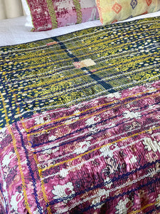 Vintage Sari Kantha Quilt