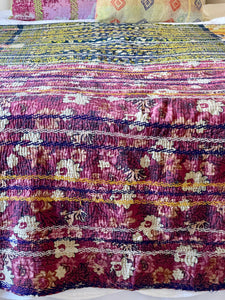 Vintage Sari Kantha Quilt