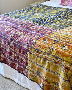 Vintage Sari Kantha Quilt