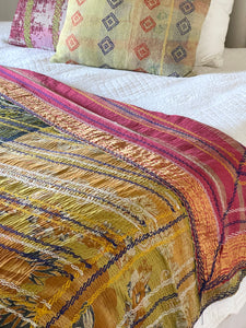 Vintage Sari Kantha Quilt