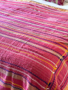 Vintage Sari Kantha Quilt