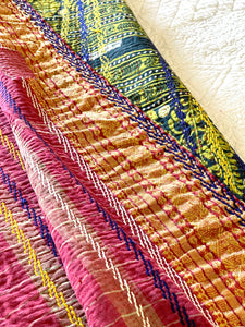 Vintage Sari Kantha Quilt