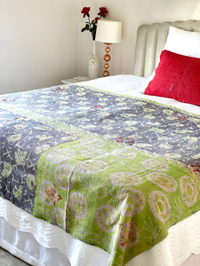 Vintage Sari Kantha Quilt