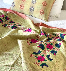 Vintage sari Kantha Quilt