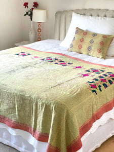 Vintage sari Kantha Quilt