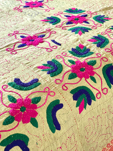 Vintage sari Kantha Quilt