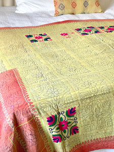 Vintage sari Kantha Quilt