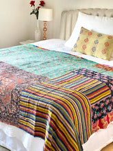 Load image into Gallery viewer, Vintage sari Kantha Quilt
