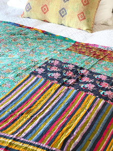 Vintage sari Kantha Quilt