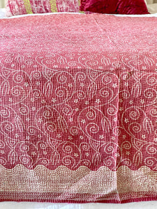 Vintage Sari Kantha Quilt