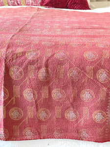 Vintage Sari Kantha Quilt