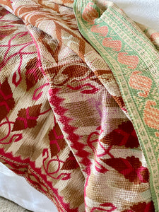 Vintage Sari Kantha Quilt