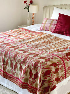 Vintage Sari Kantha Quilt