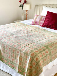 Vintage Sari Kantha Quilt