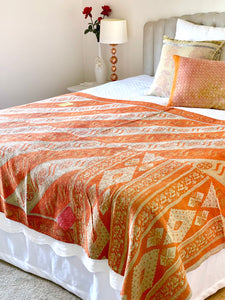 Vintage Sari Kantha Quilt