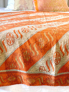 Vintage Sari Kantha Quilt