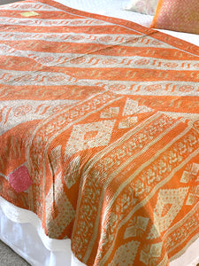 Vintage Sari Kantha Quilt