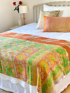 Vintage Sari Kantha Quilt