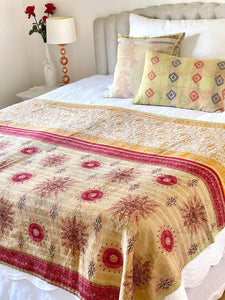 Vintage Sari Kantha Quilt