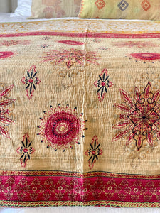 Vintage Sari Kantha Quilt