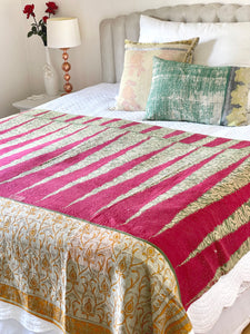 Vintage Sari Kantha Quilt