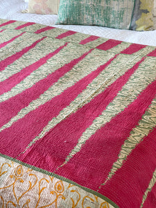 Vintage Sari Kantha Quilt