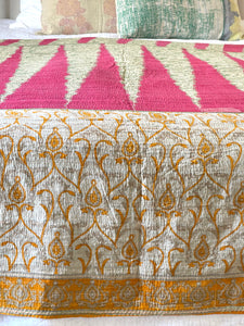 Vintage Sari Kantha Quilt