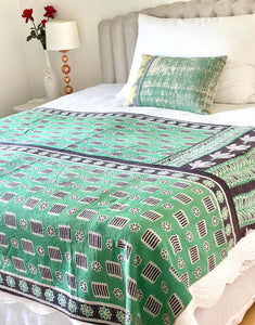 Vintage Sari Kantha Quilt